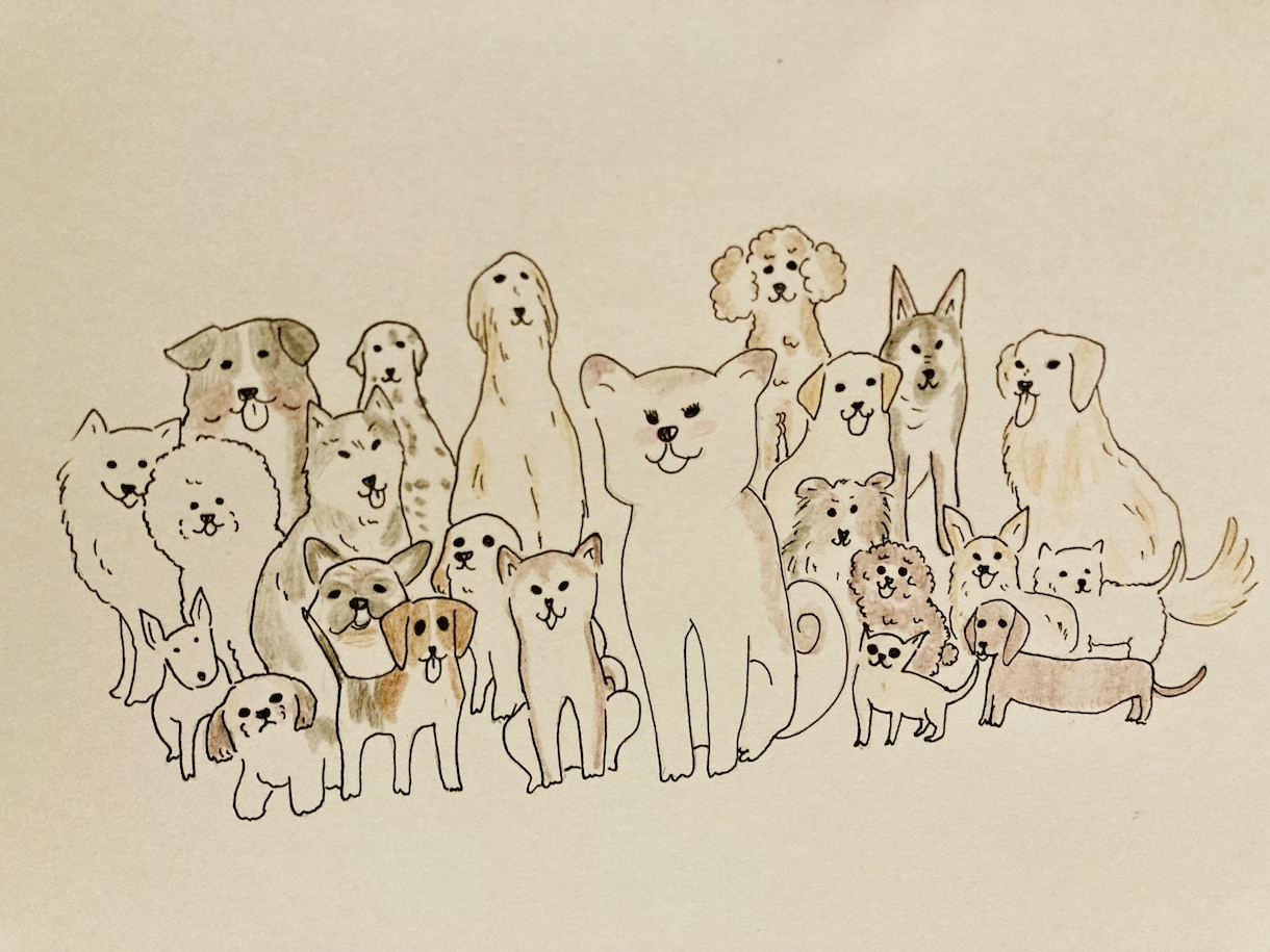 ほんわか、クスッと笑顔になるイラスト描きます ペンと色鉛筆で丁寧に手描きします。 イメージ1