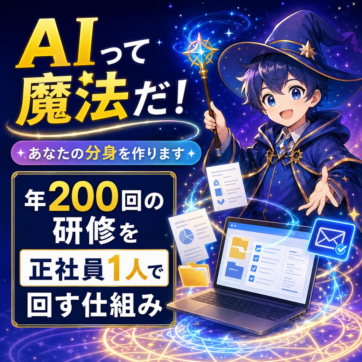 分身の魔法：AIに仕事を任せる仕組み作ります 年200回の研修を正社員1人で回している魔法を使いませんか？ イメージ1