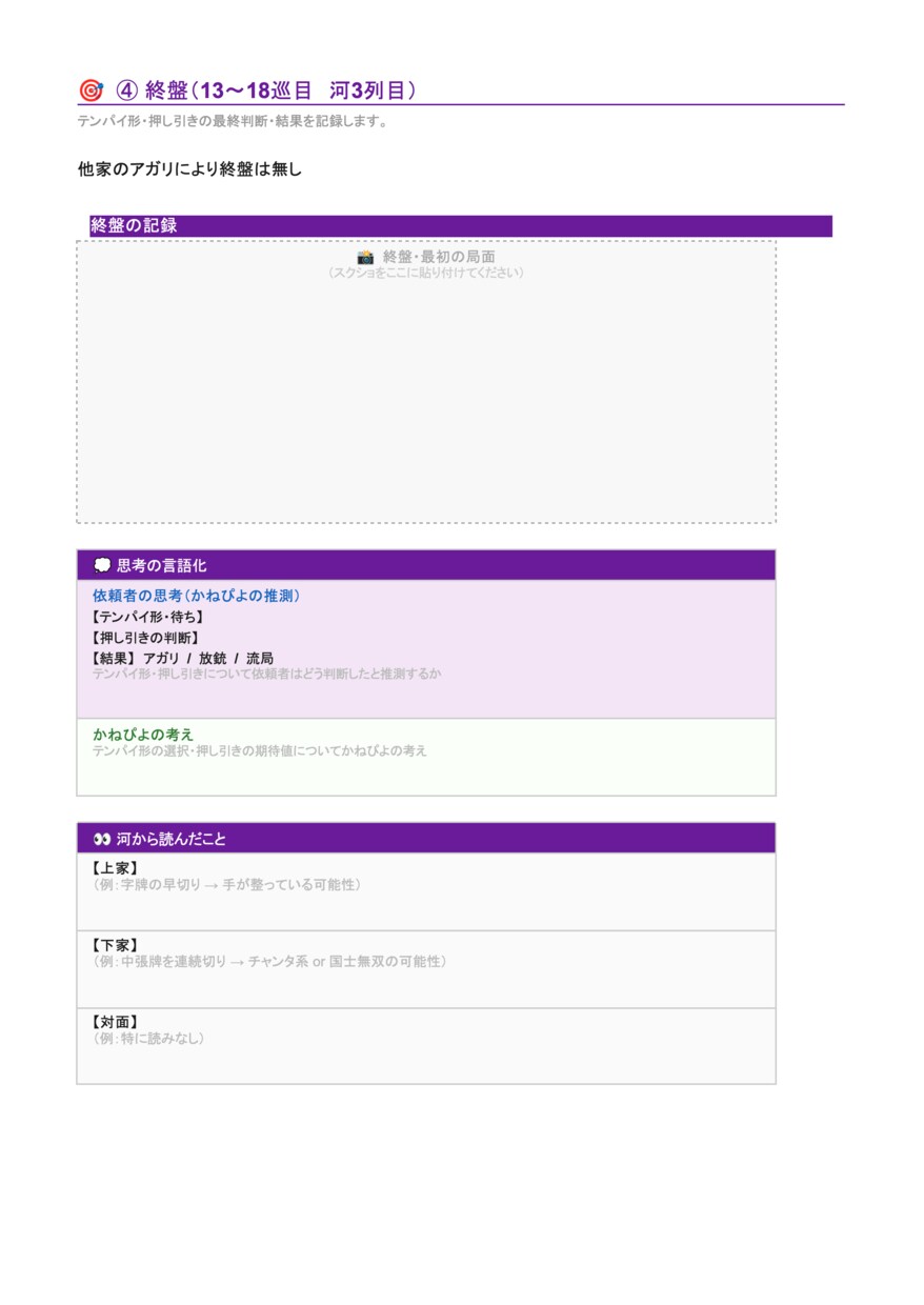麻雀牌譜添削｜あなたの弱点を言語化します 初心者〜中級者向け【脱・感覚打ち】｜数日以内に納品 イメージ8