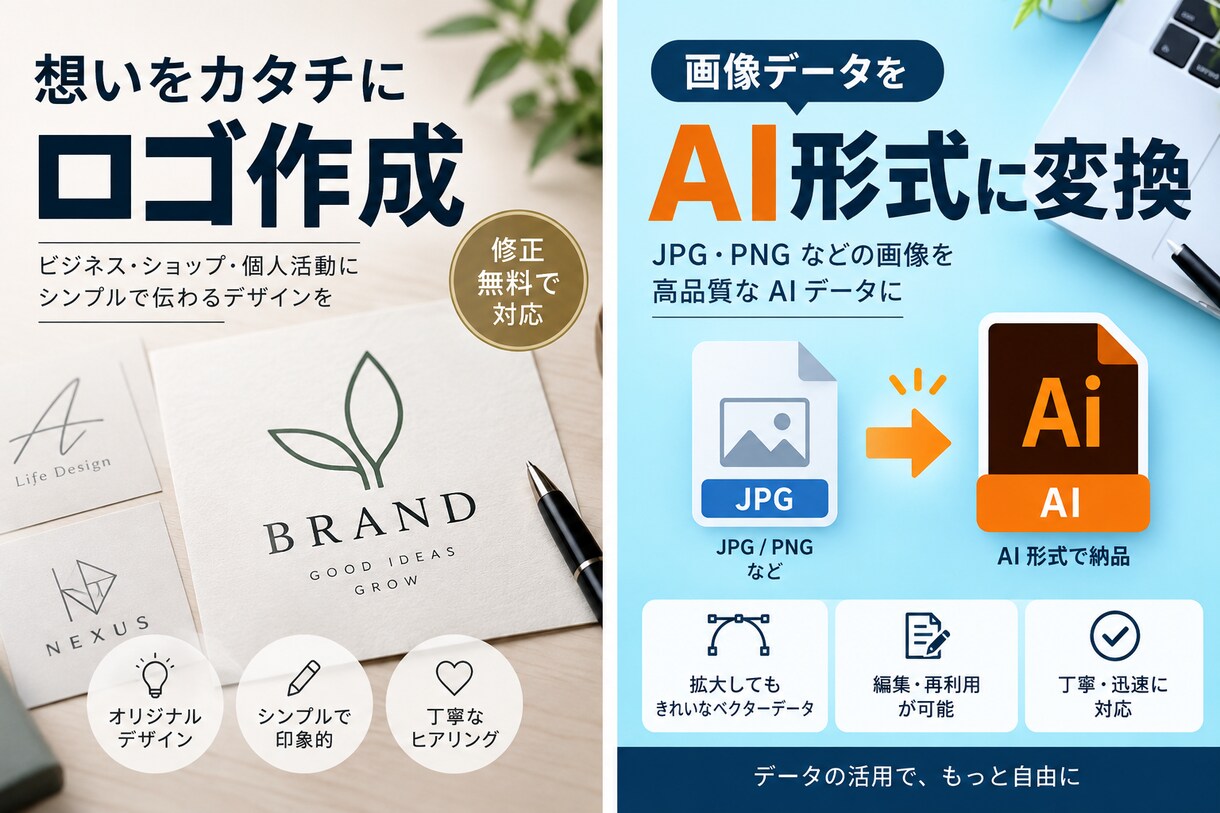 ロゴ作成・画像をAIデータに変換します ロゴ作成・画像をAIデータに変換します イメージ1