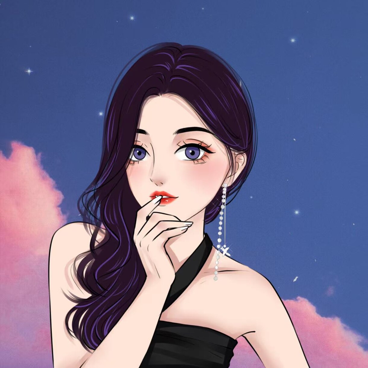 大人可愛いミステリアス✨綺麗SNSアイコン描きます 少しミステリアスで大人っぽい、印象に残る人物イラスト描きます イメージ9