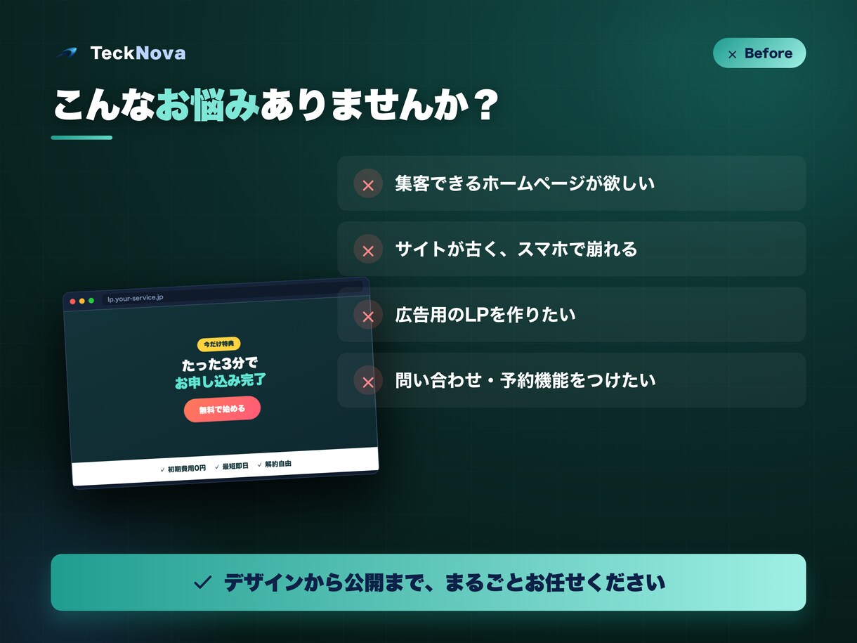 上場企業実績のプロがホームページを制作します コーポレート・LP対応。スマホ最適・公開までワンストップ イメージ3