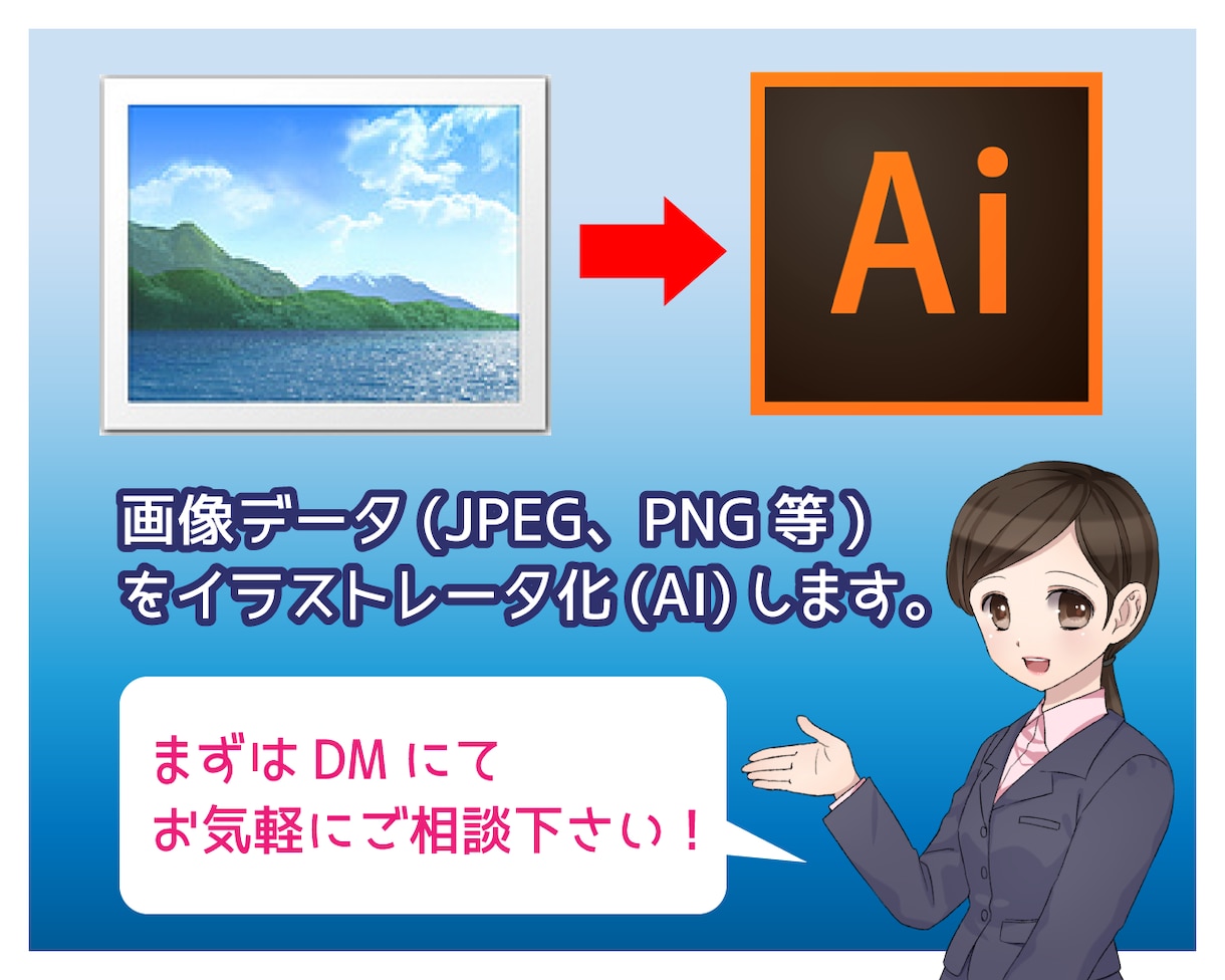 画像データをイラストレータ化(AI)にします 画像データはあるけどAIデータ化に出来ない方をお助けします イメージ1