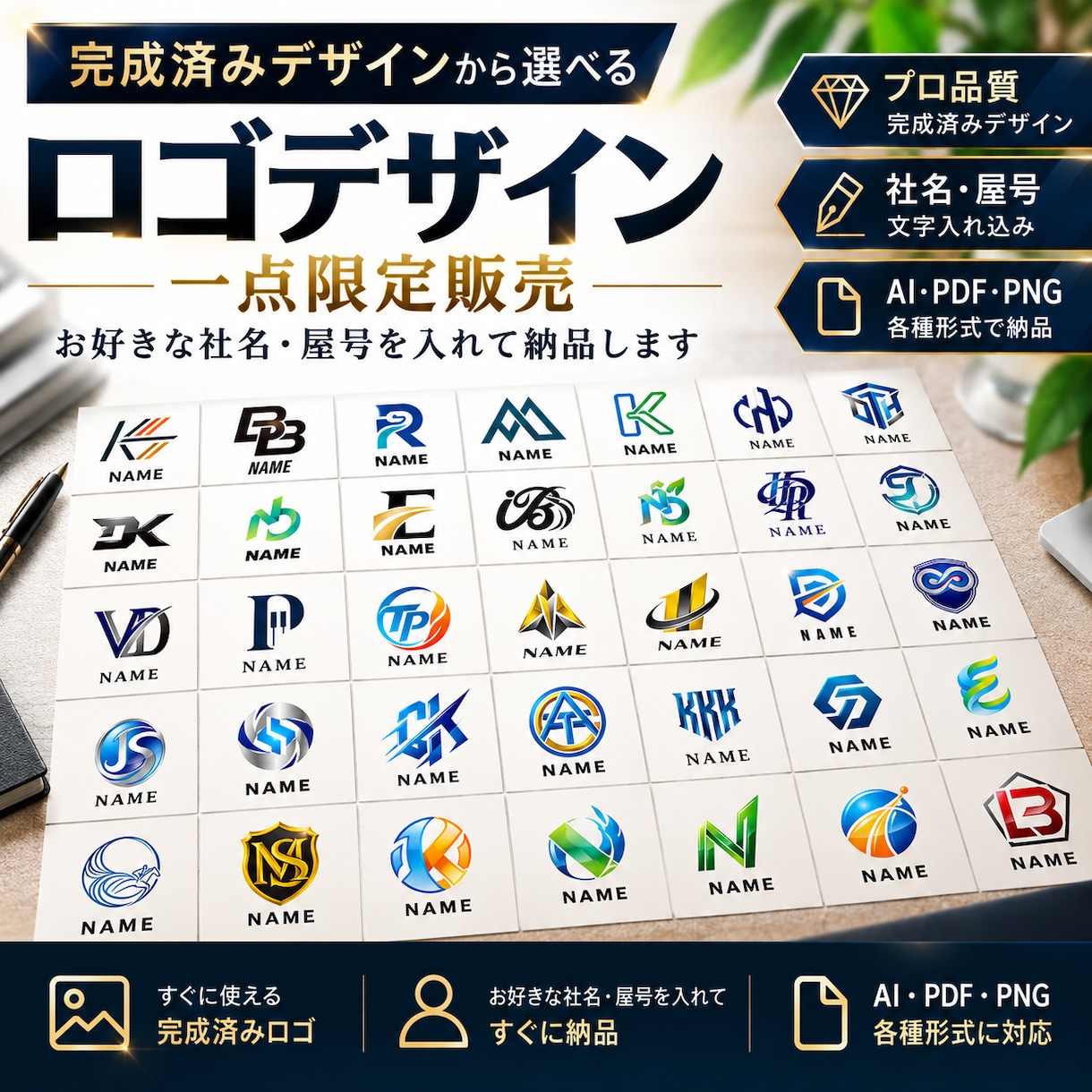 完成済みロゴを一点限定で販売します お好きなデザインに社名・屋号を入れて納品！ イメージ1