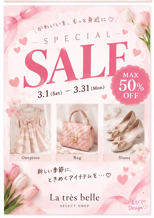 店舗POP・チラシをかわいく作成します 見るたび、ちょっと気分が上がるデザインを♡ イメージ7