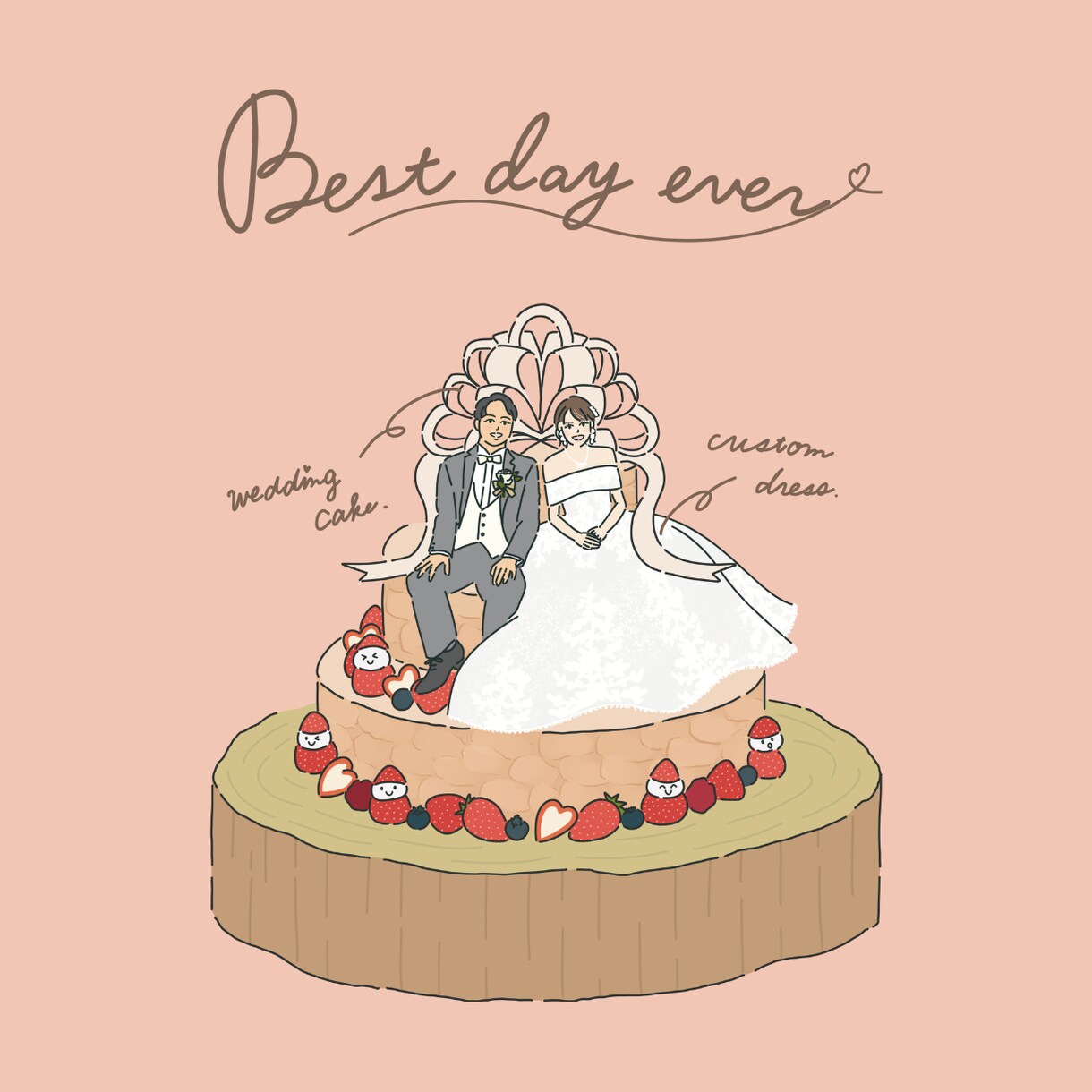 こだわりのウェディングケーキのイラストをお描きます こだわりはもちろん、理想もぎゅっと詰め込んだケーキイラスト イメージ2
