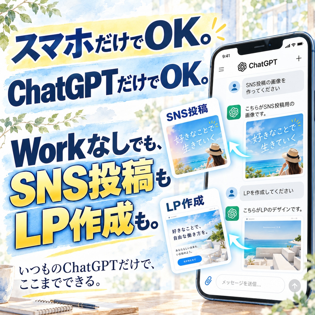 ChatGPTで作ってコピペ…を終わらせます Work不要｜投稿・返信・調査・資料整理・LP作成まで イメージ2