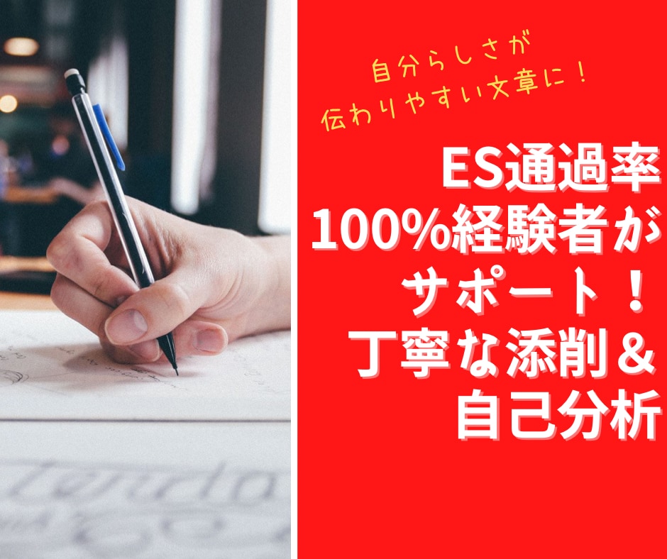 ES通過100%経験者が丁寧にES添削します 業界不問！《あなたらしく伝わりやすい》文章に仕上げます イメージ1