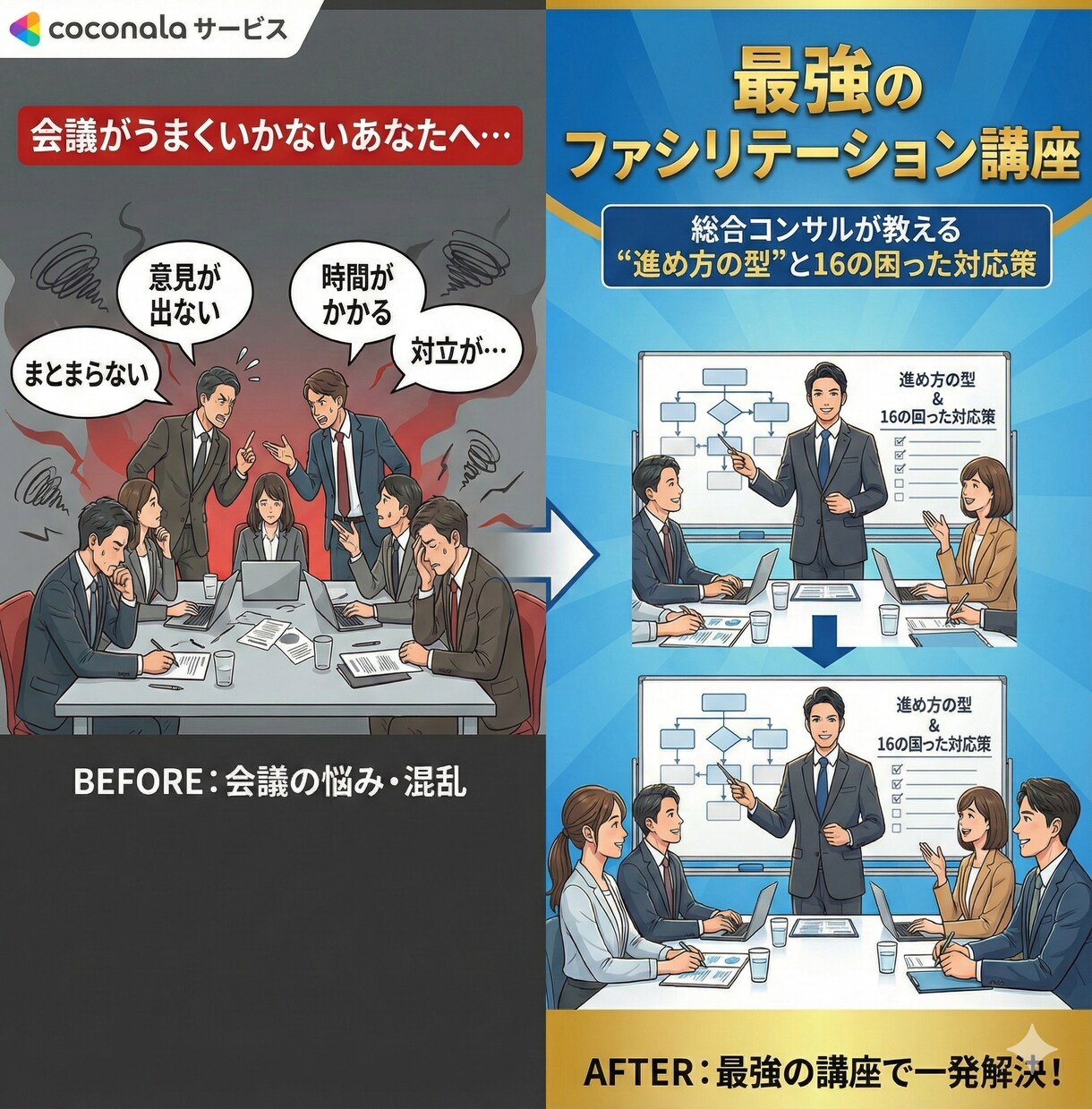 最強のファシリテーション講座で一発解決します 総合コンサルが教える“進め方の型”と16の困った対応策 イメージ1