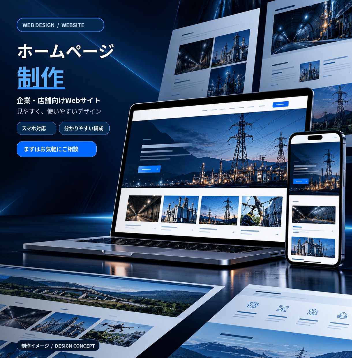 企業・店舗向けホームページを制作します スマホ対応・見やすいデザインで魅力が伝わるWebサイト イメージ1