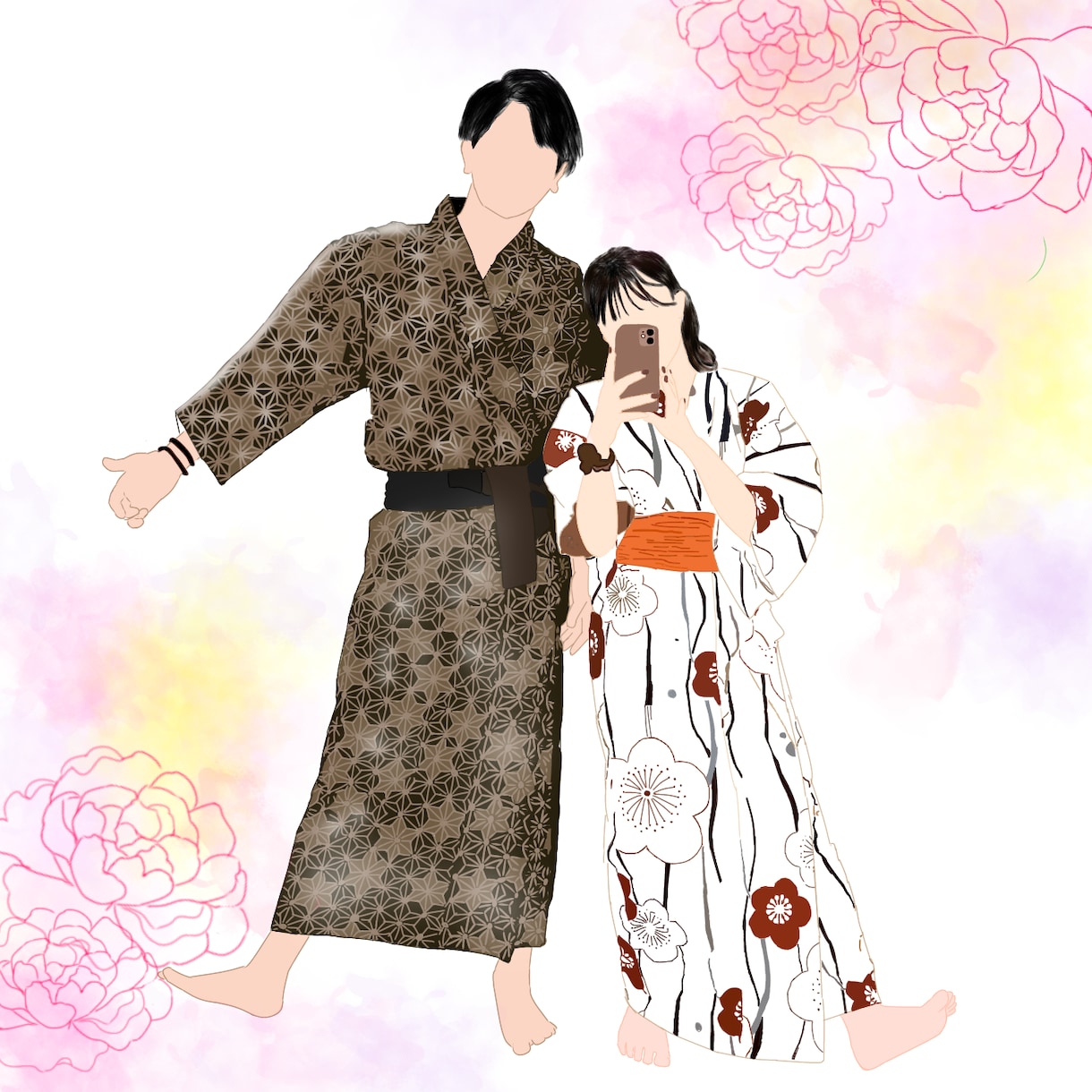 カップルシンプルイラストプレゼントにおすすめします シンプル、アイコン、待ち受け、SNS映えのイラストを作ります イメージ2