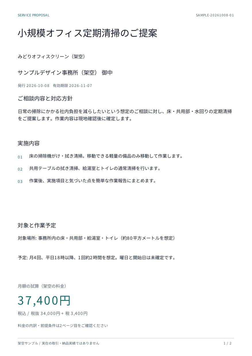 営業用の提案書をPDFに整えます 基本2ページ4,000円・追加ページは要相談 イメージ2