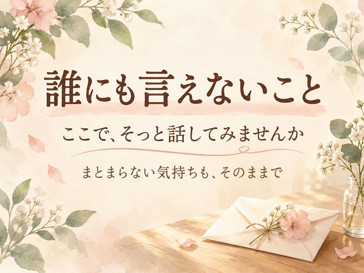 誰にも言えない愚痴や悩み、否定せずにお聴きします 家庭・夫婦・人間関係のモヤモヤに。短時間でもOK イメージ3