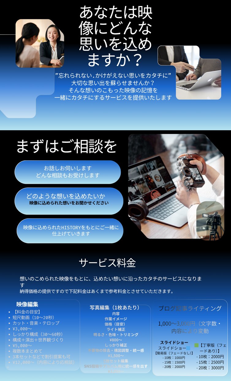動画編集・静止画・編集ブログ編集いたします あなただけのワンショットを一生涯の思い出に イメージ3