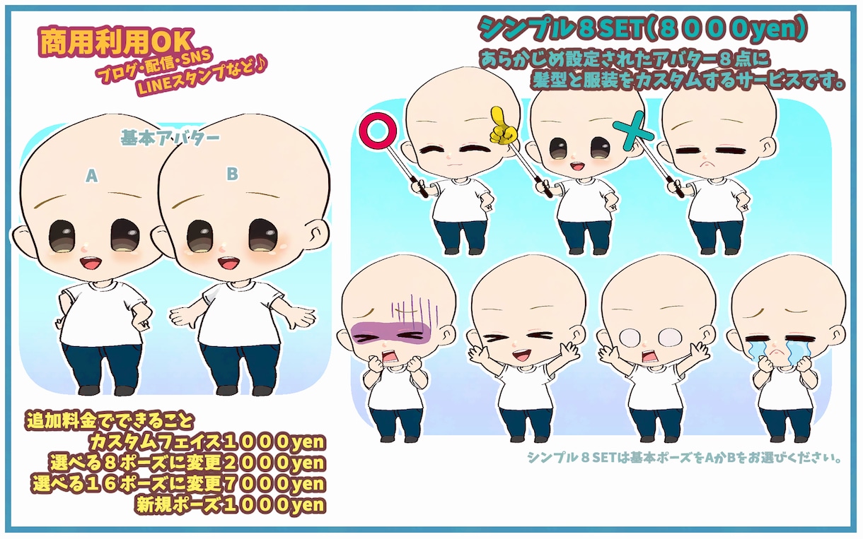ちびぷに♪したミニキャラセットも描けます 単品は３０００円から制作します。配信活動にも◎ イメージ2