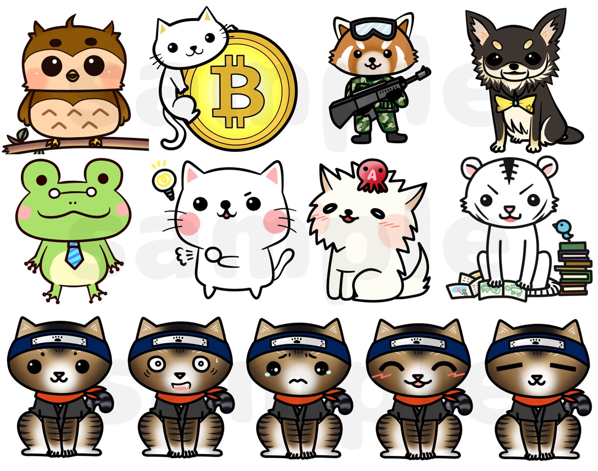 動物や人間キャラのデフォルメイラスト描きます ＳＮＳのアイコンなどを描かせてください！ イメージ3