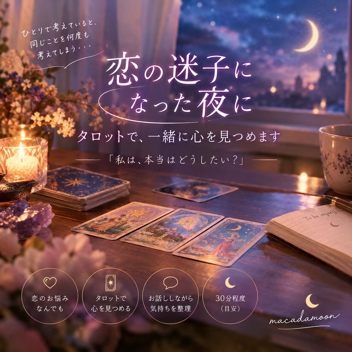 恋の迷子になった夜にタロットで一緒に心を見つめます 「私はどうしたい？」タロットで恋する心を見つめます イメージ1