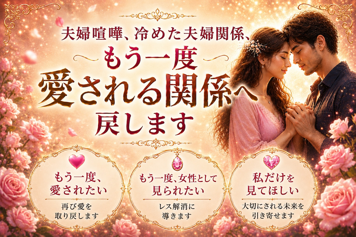 夫婦限定  鑑定施術を行います 夫婦喧嘩、夫婦感の馴れ合いなど夫婦に特化した施術を行います イメージ1