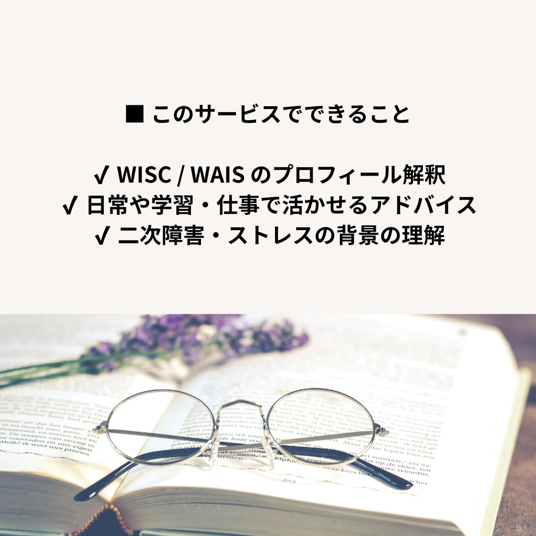 心理士がWISC・WAISの結果を解釈いたします 実施件数200件以上！日常的に支援方策を立てている心理士です イメージ6
