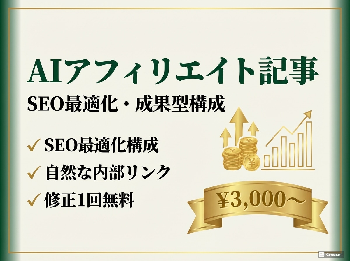 収益化を目指す！AIアフィリエイト記事を作成します SEO最適化構成で自然に商品を紹介・収益化を支援 イメージ1