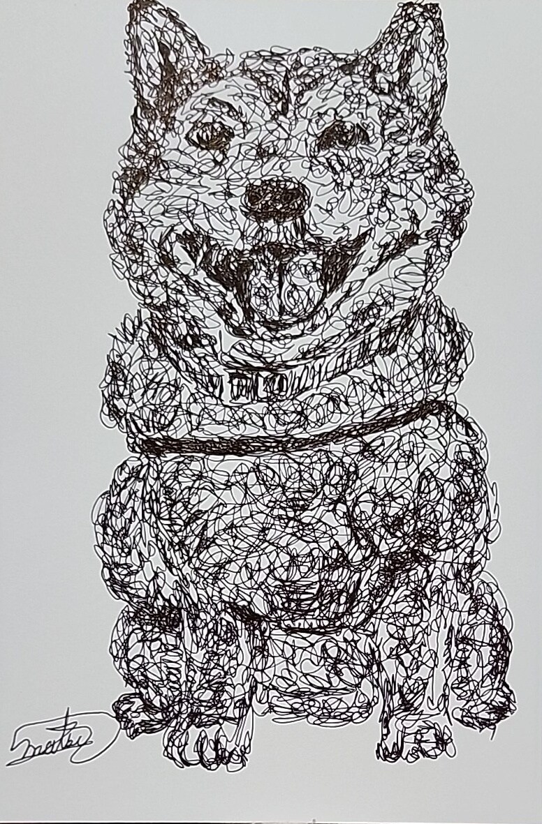 ペットをお飼いの方、似顔絵を描きます ボールペンだけで、一筆書きの、動物を描いています。 イメージ7