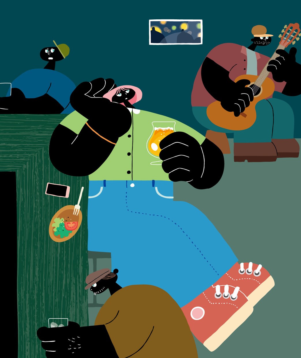 音楽聴いてビール飲んで楽しくなるイラスト描きます この変なキャラがのんびりと登場するイラストです。 イメージ3