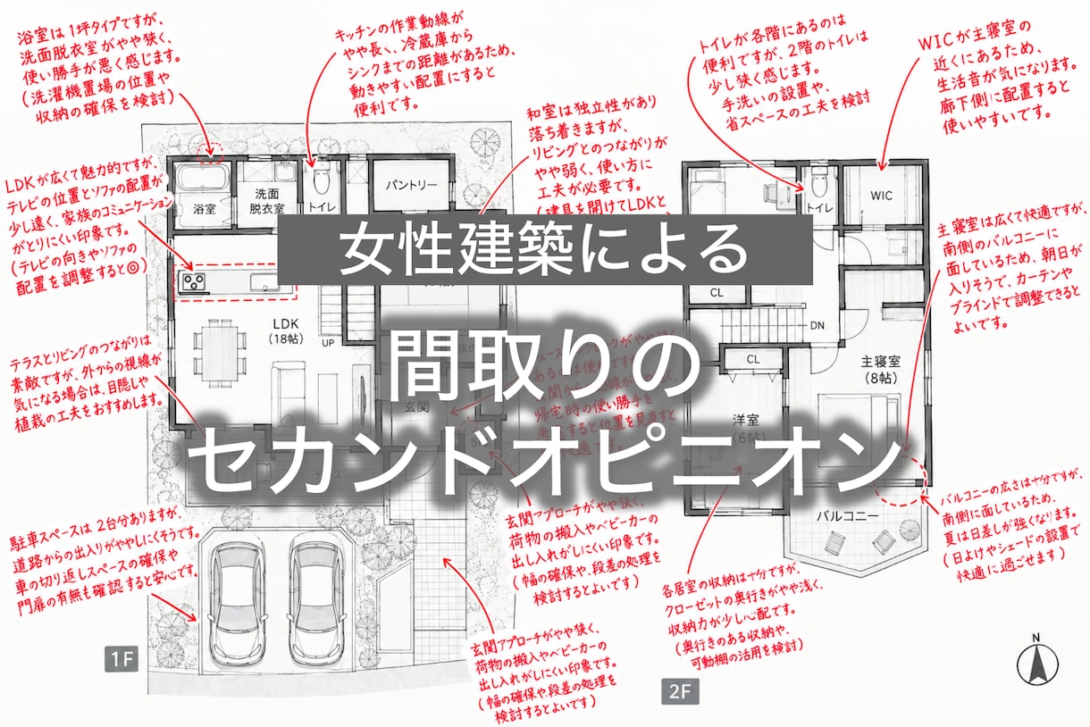 女性建築士が計画中の間取図面にアドバイスいたします 女性一級建築士による間取りセカンドオピニオン(PDF添削) イメージ1