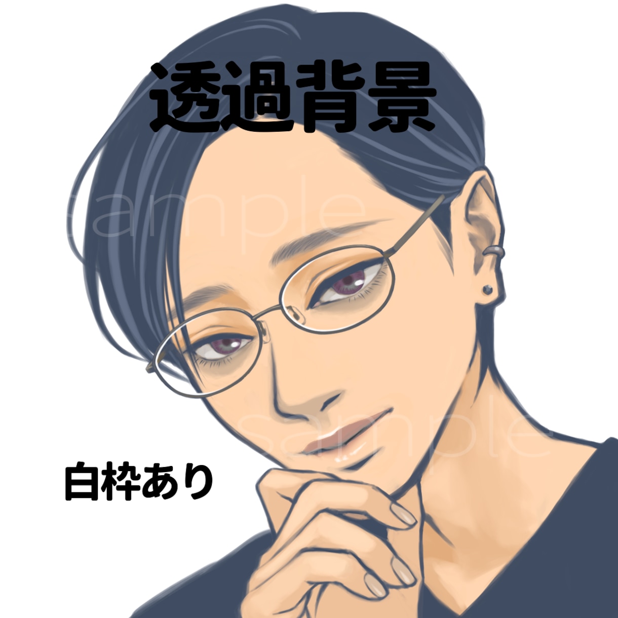 ツリ目困り眉君2枚セット販売いたします SNSアイコン、サムネなどにすぐ使えるイラスト完成品です イメージ3