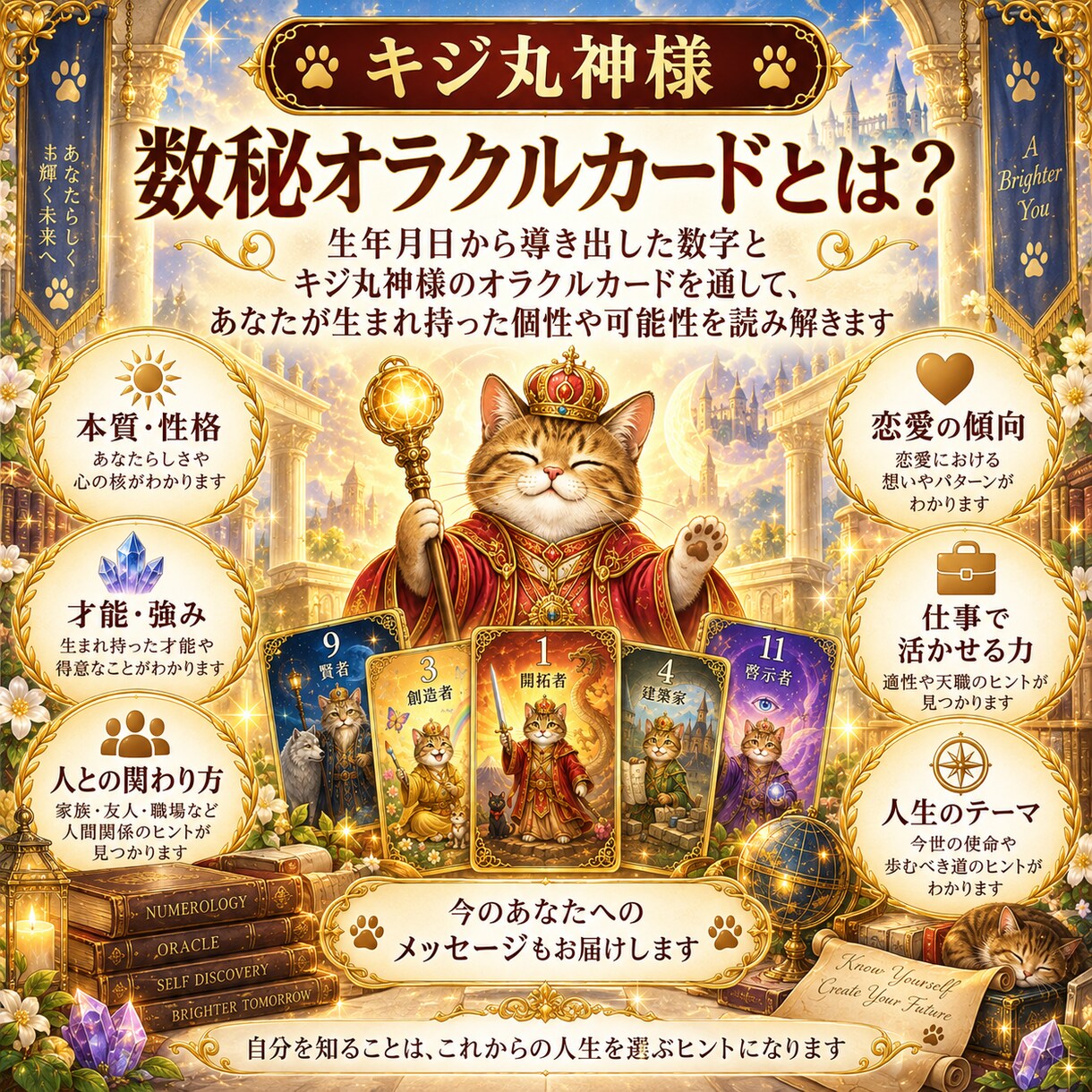 キジ丸神様数秘オラクル本質・才能・使命を鑑定します 生年月日～導く数字で、貴女らしさと人生のヒントを読み解きます イメージ2