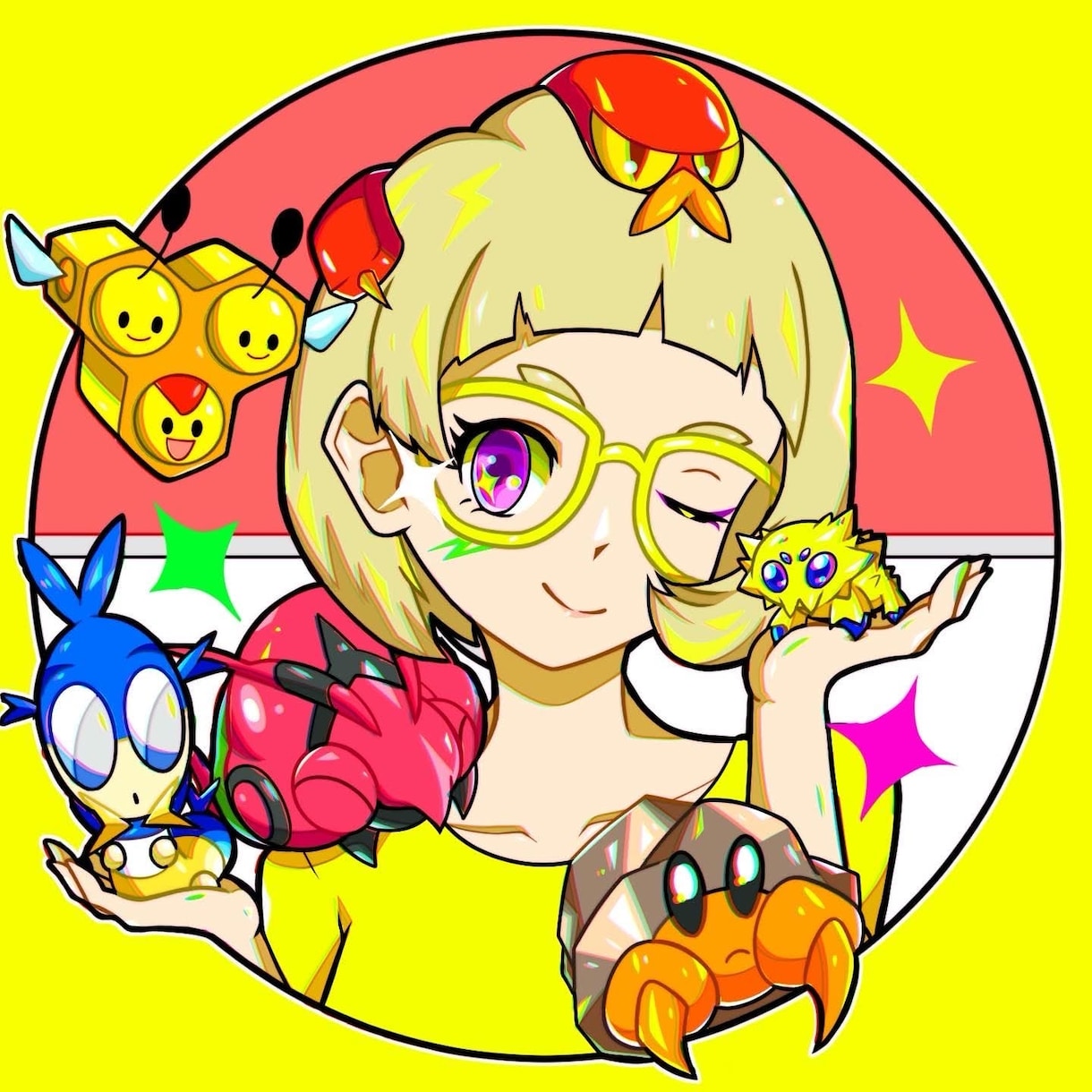 派手かわビビッド!視線を惹きつけるアイコン描きます 派手かわビビッド！原色＆ネオンで埋もれないSNSの顔に イメージ3
