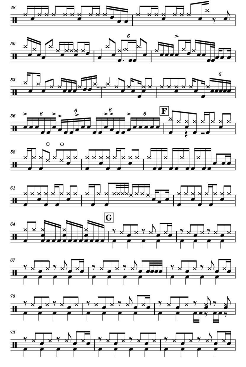 即納！お好きな楽曲のドラム譜面を作成いたします 手書きまたは、パソコンソフトにて作成いたします！ イメージ1