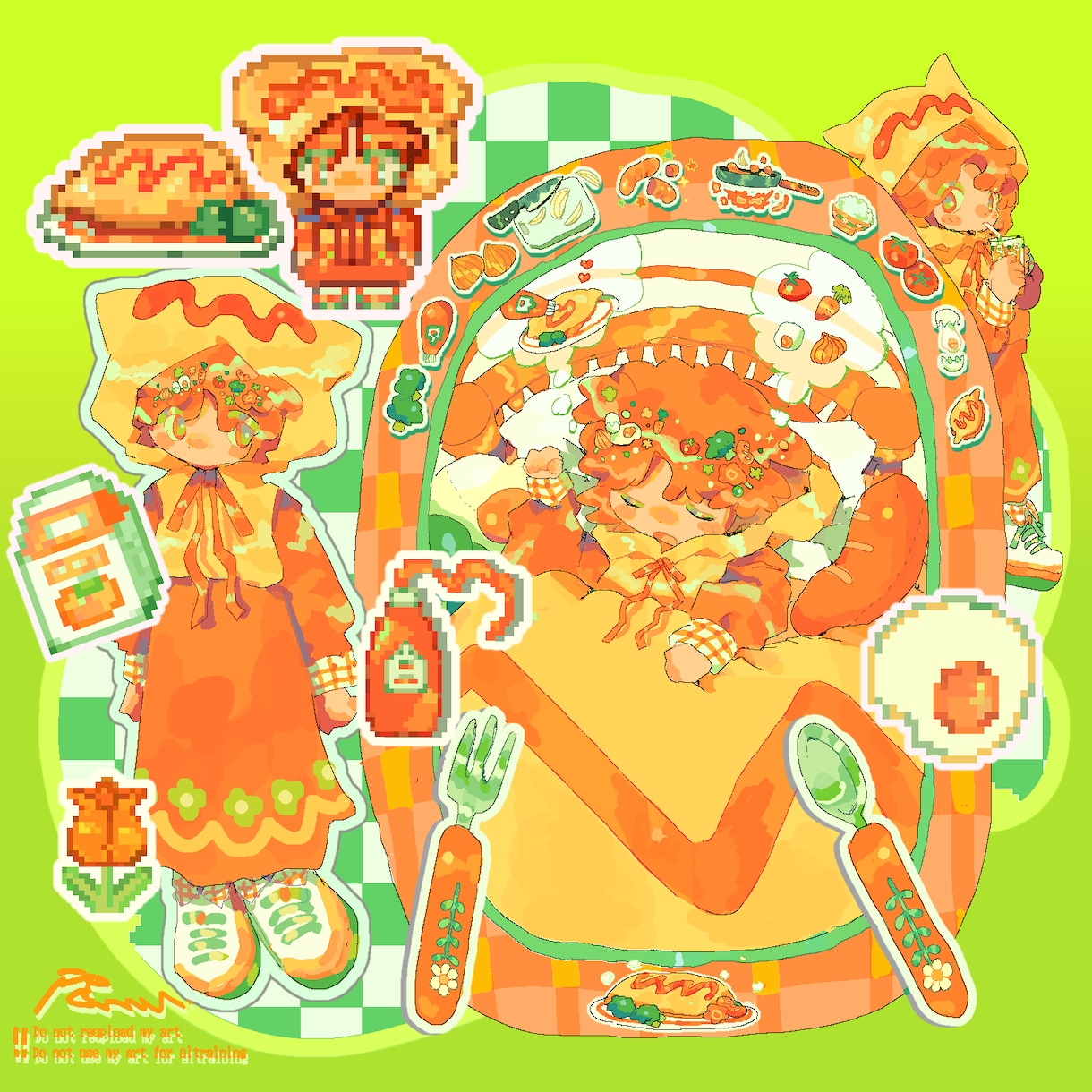 ノスタルジックでドット絵風味な1枚絵を描きます アイコン、ヘッダー、ジャケットやMVイラストに。 イメージ1