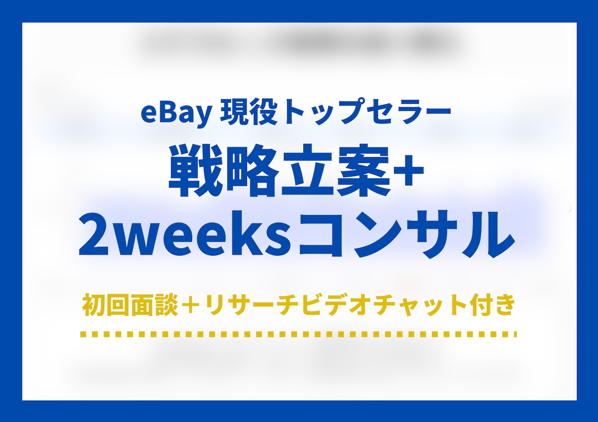eBay 戦略立案+2週間みっちりコンサルします スタート割引中！ 初回ビデオチャット面談付き！関税対応済み イメージ1