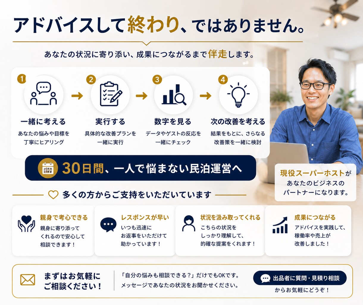 現スーパーホストが民泊運営をサポート致します 民泊を検討中の方、既に運営中で悩まれている方等どなたでも！ イメージ8