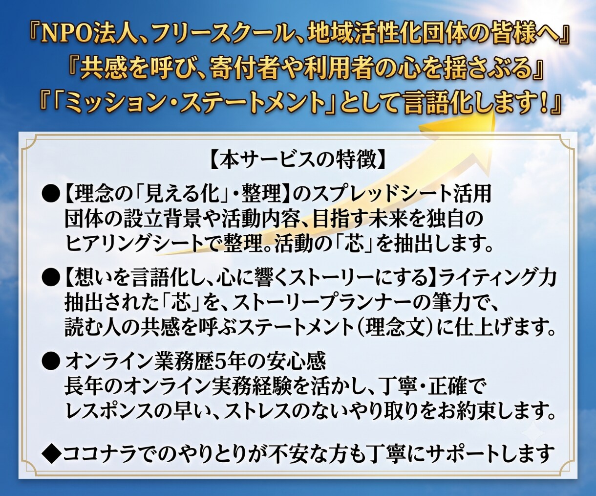 貴方のサービスの熱い想いをミッションに言語化します ものづくり専門ライターが、共感を呼ぶ理念を作成 イメージ3