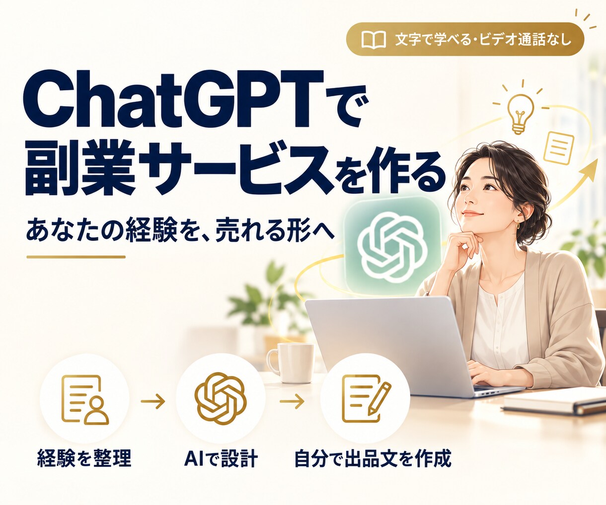 ChatGPTで副業サービスを作る方法を教えます あなたの経験を商品に変える手順を、実践しながら学べます イメージ1