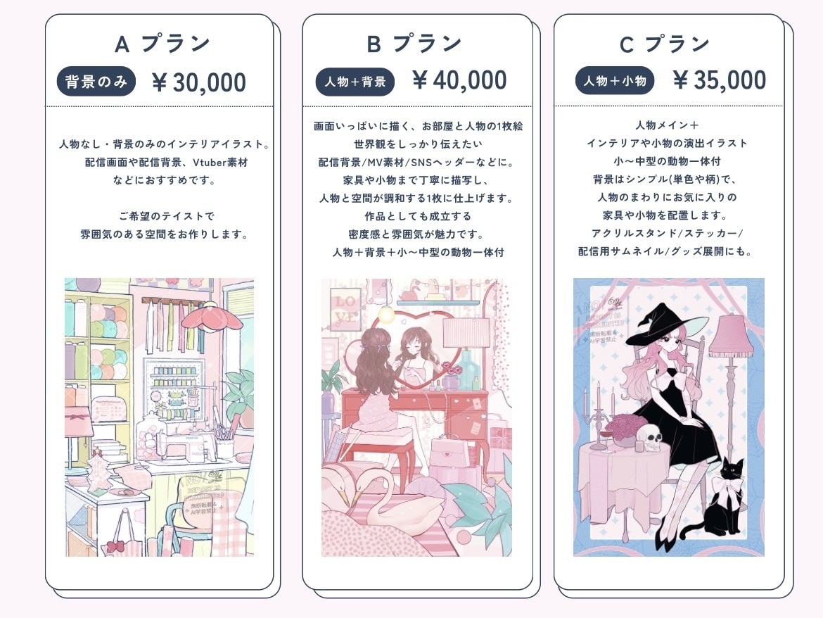 二級建築士が理想のインテリアの部屋イラスト描きます Vtuber配信用背景/サムネイル/ヘッダー/一枚絵など イメージ2