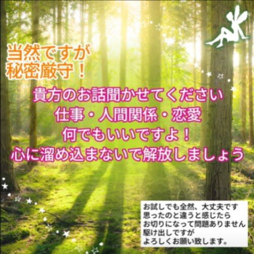 あなたの心の声聞かせてください❢何でもお伺いします 秘密厳守！お試しでも大丈夫！お仕事・人間関係・恋愛・何でも イメージ1