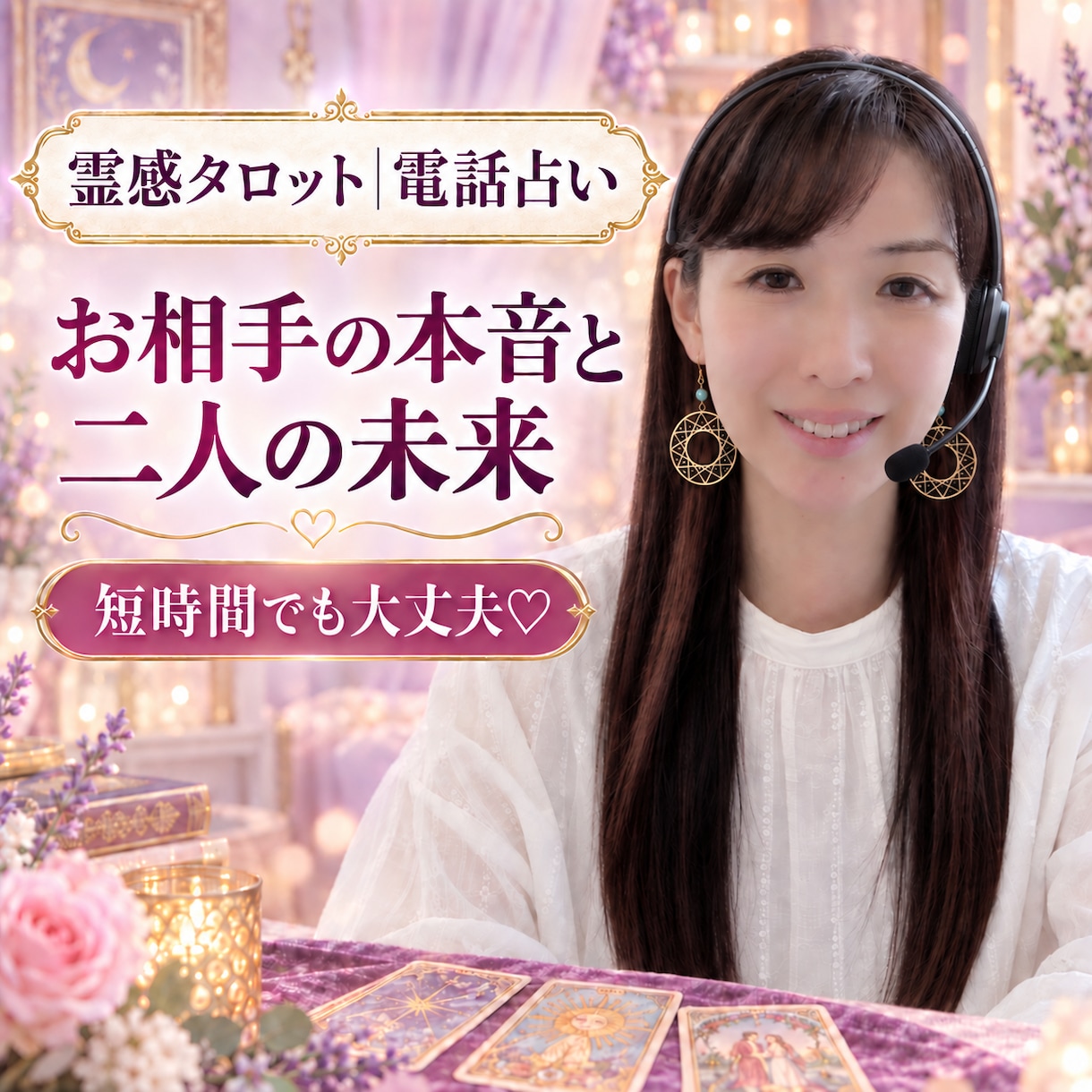 霊感タロットでお相手の本音と二人の未来を占います 復縁・複雑恋愛も大歓迎♡優しく寄り添い幸せへの道を照らします イメージ1
