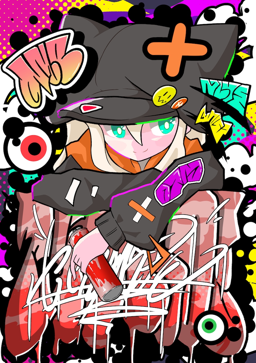 ポップでかっこかわいいイラスト描きます キャラクター×グラフィティの一枚絵 イメージ4
