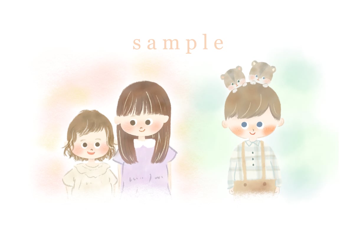ほっこりやさしい似顔絵描きます 商用利用OK◎絵本タッチのあったかいイラストお届けします⚘⠜ イメージ4