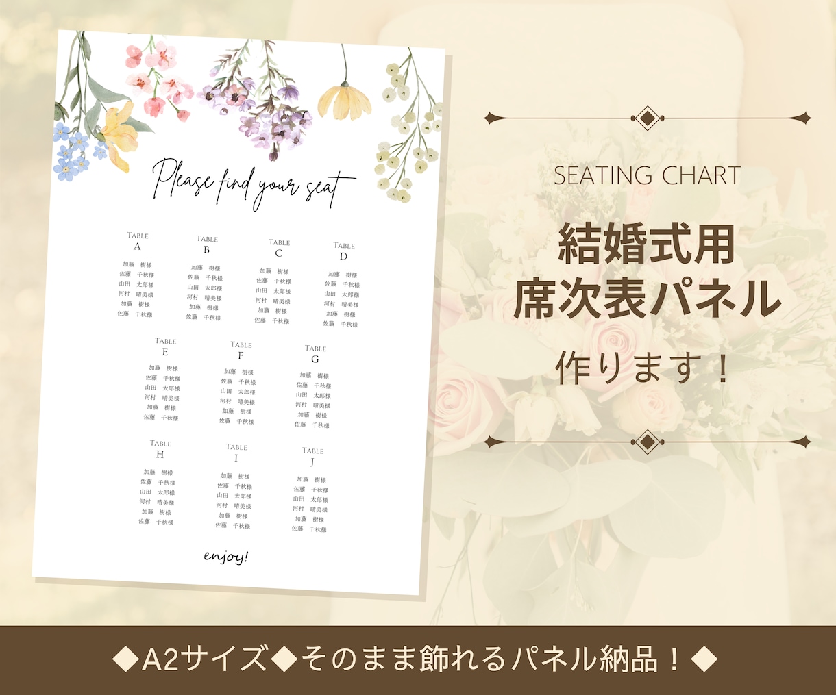 パネルで納品！結婚式の席次ボード作ります そのまま飾れるパネル納品です◎少人数ウェディングにもおすすめ イメージ1