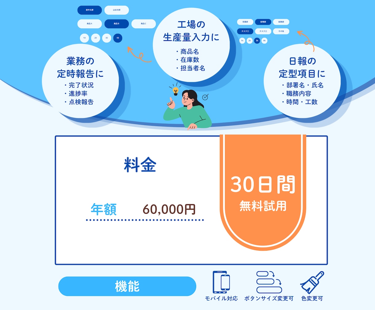 kintoneの入力をボタンで爆速にします 【30日間の無料試用期間】あり！ イメージ2