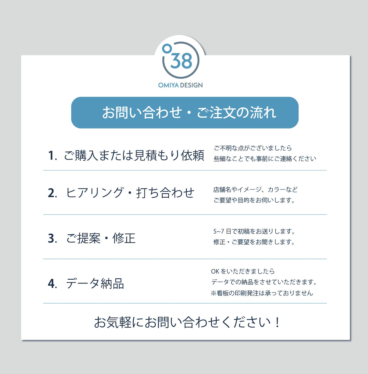 開業3点セット｜ロゴ・看板・名刺まとめて承ります ロゴと名刺と看板を一括おまかせ イメージ2