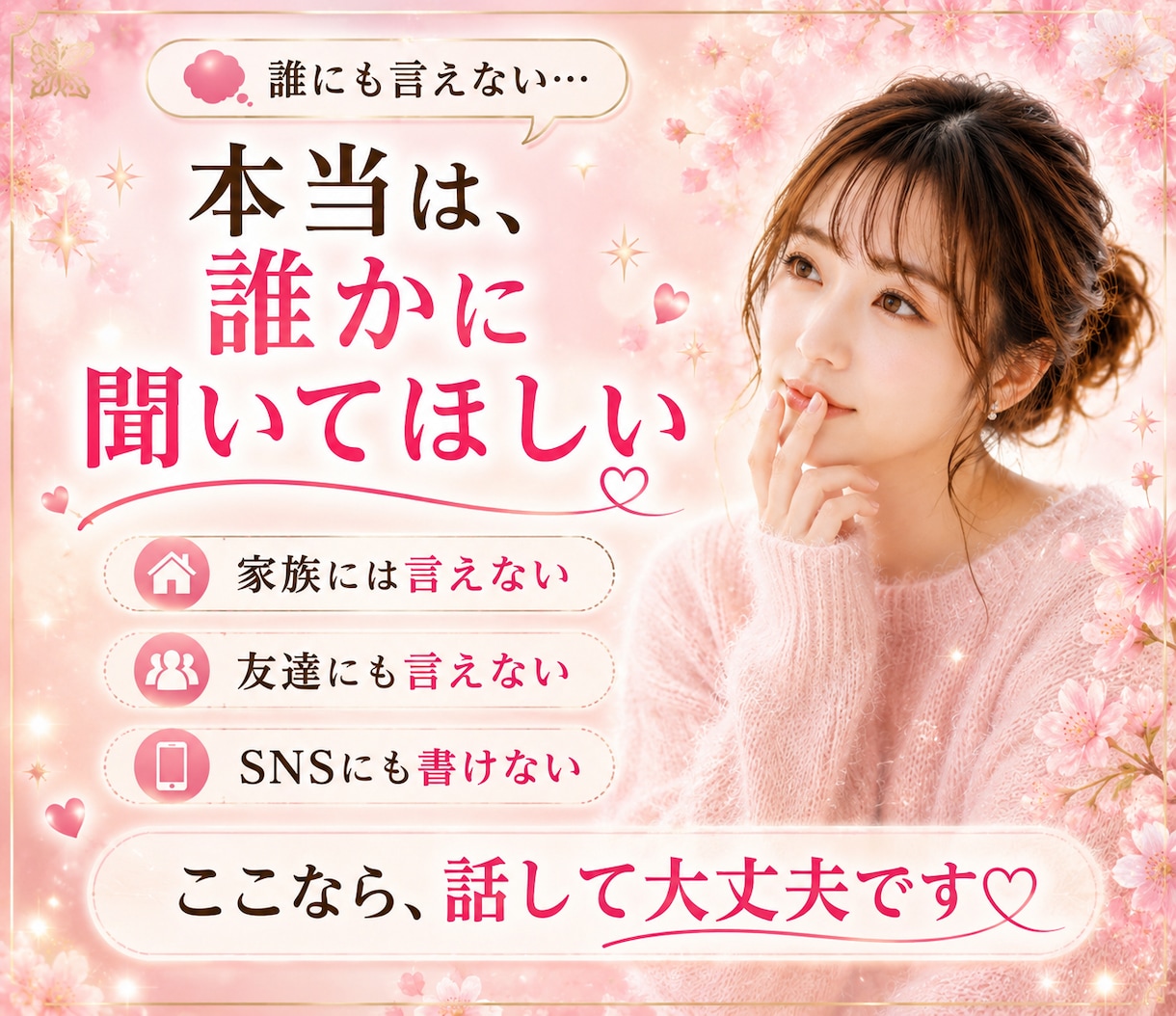 誰にも言えない秘密…優しく寄り添い受け止めます 妄想/女装/性のお悩み/後悔/恥ずかしい/否定なし/不倫 イメージ2
