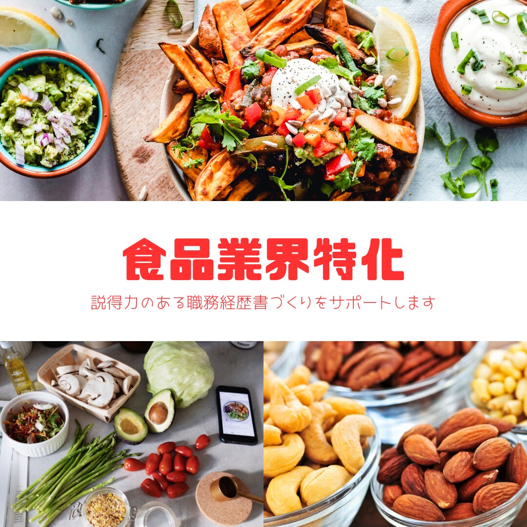 食品業界特化！面接官にウケる職務経歴書を作成します 〜面接官＆転職2回の経験者があなたに寄り添って作ります〜 イメージ1