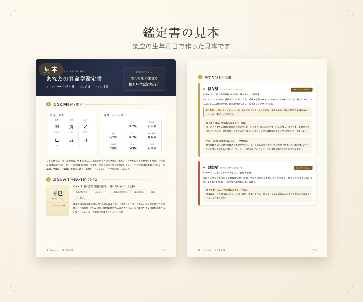 頑張りすぎるあなたへ。やさしい言葉で寄り添います あなたのためだけの一編を、見やすい鑑定書にして贈ります イメージ3