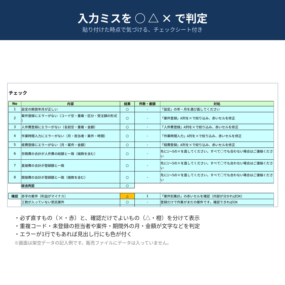 経理Excelの危ない所と直し方を診断します 前任者の表・毎月合わない表を文字だけで診断 イメージ1