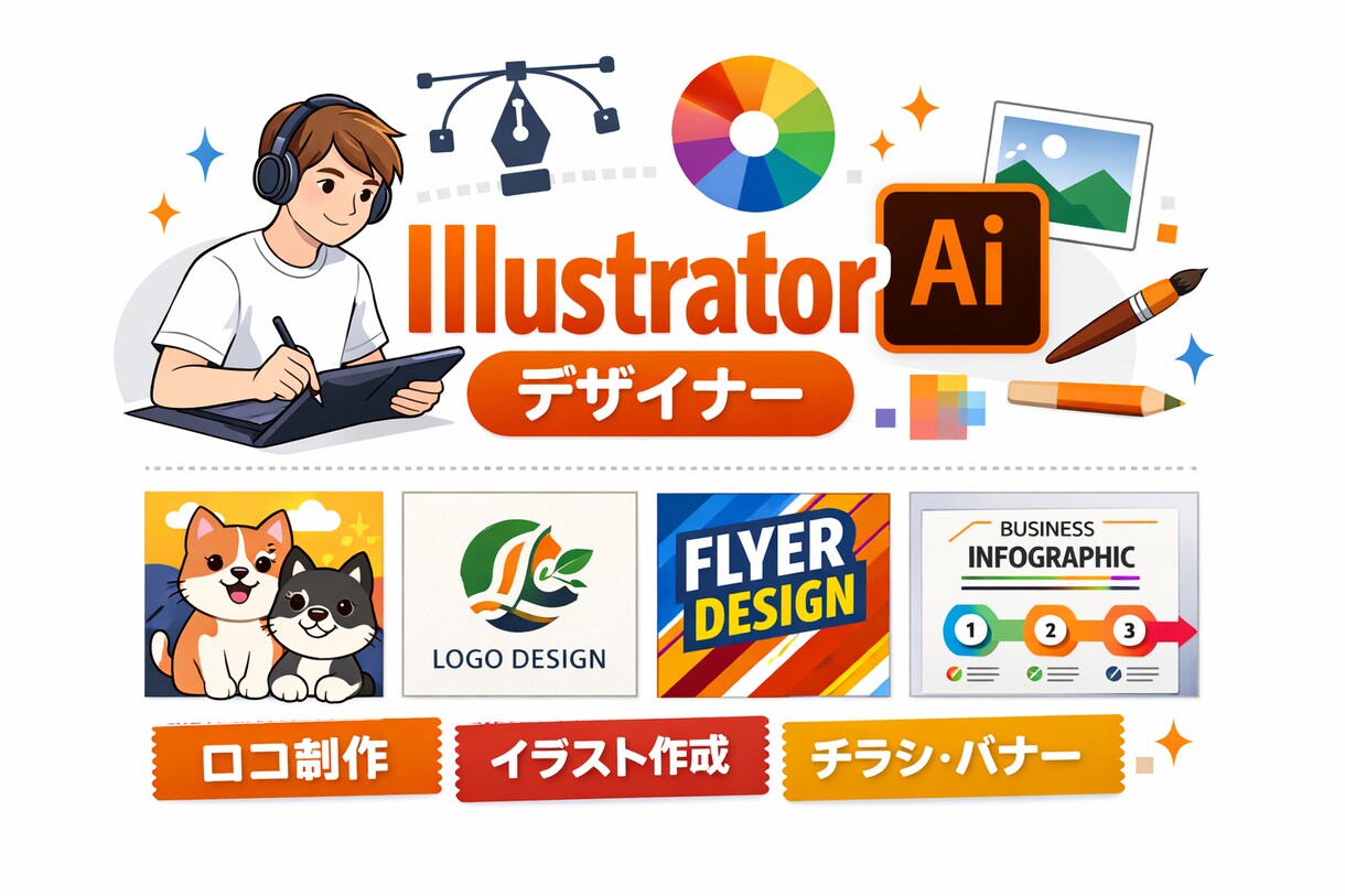 illustratorでいろいろ作成します illustratorを使用して作成いたします。 イメージ1