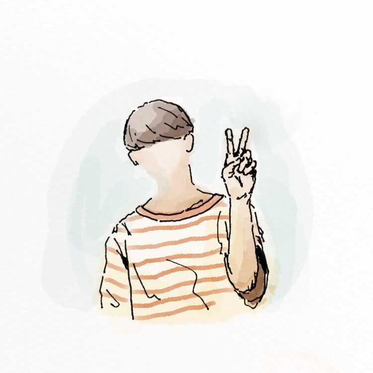 ふんわり手描きのSNSのアイコンを作成します 水性ペン・水彩タッチで上半身をスケッチ○ イメージ9